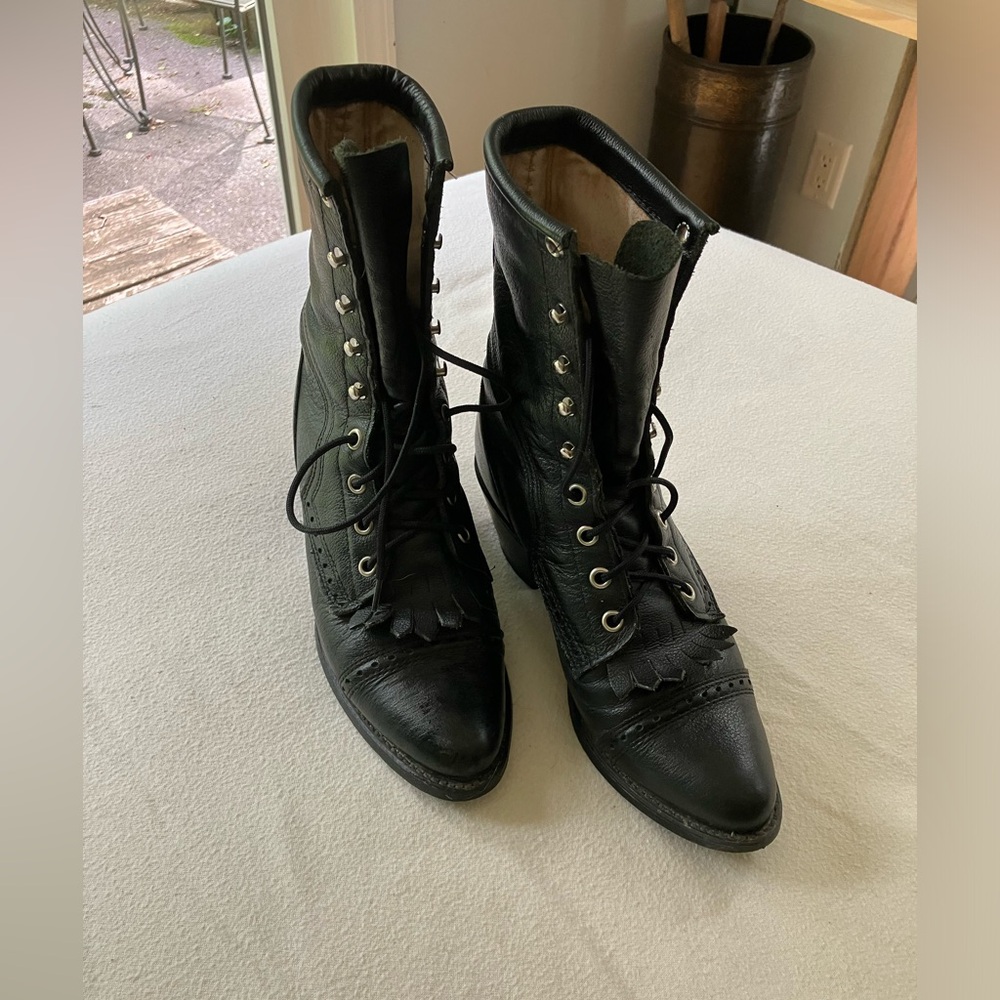 vintage capezio heeled roper boots black 7/7.5